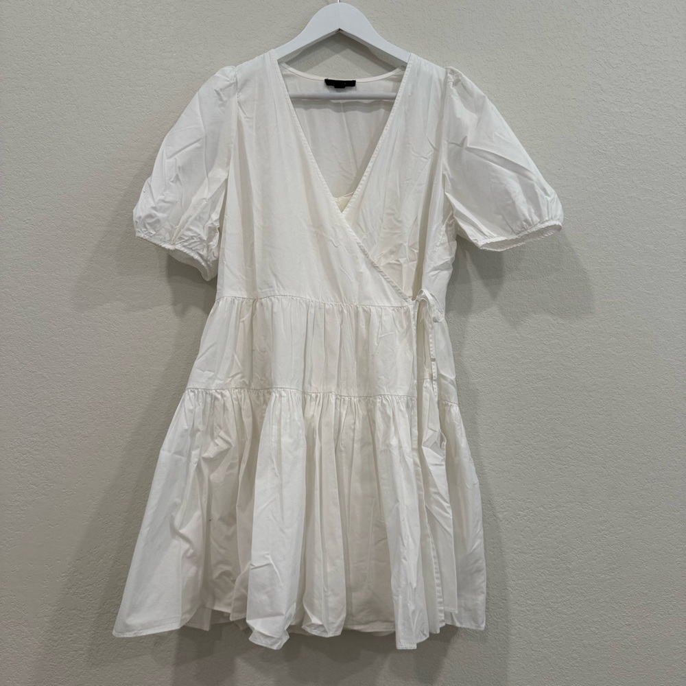 J Crew Short-Sleeved Wrap Dress in White